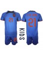 Niederlande Frenkie de Jong #21 Auswärts Trikotsatz für Kinder WM 2022 Kurzarm (+ Kurze Hosen)